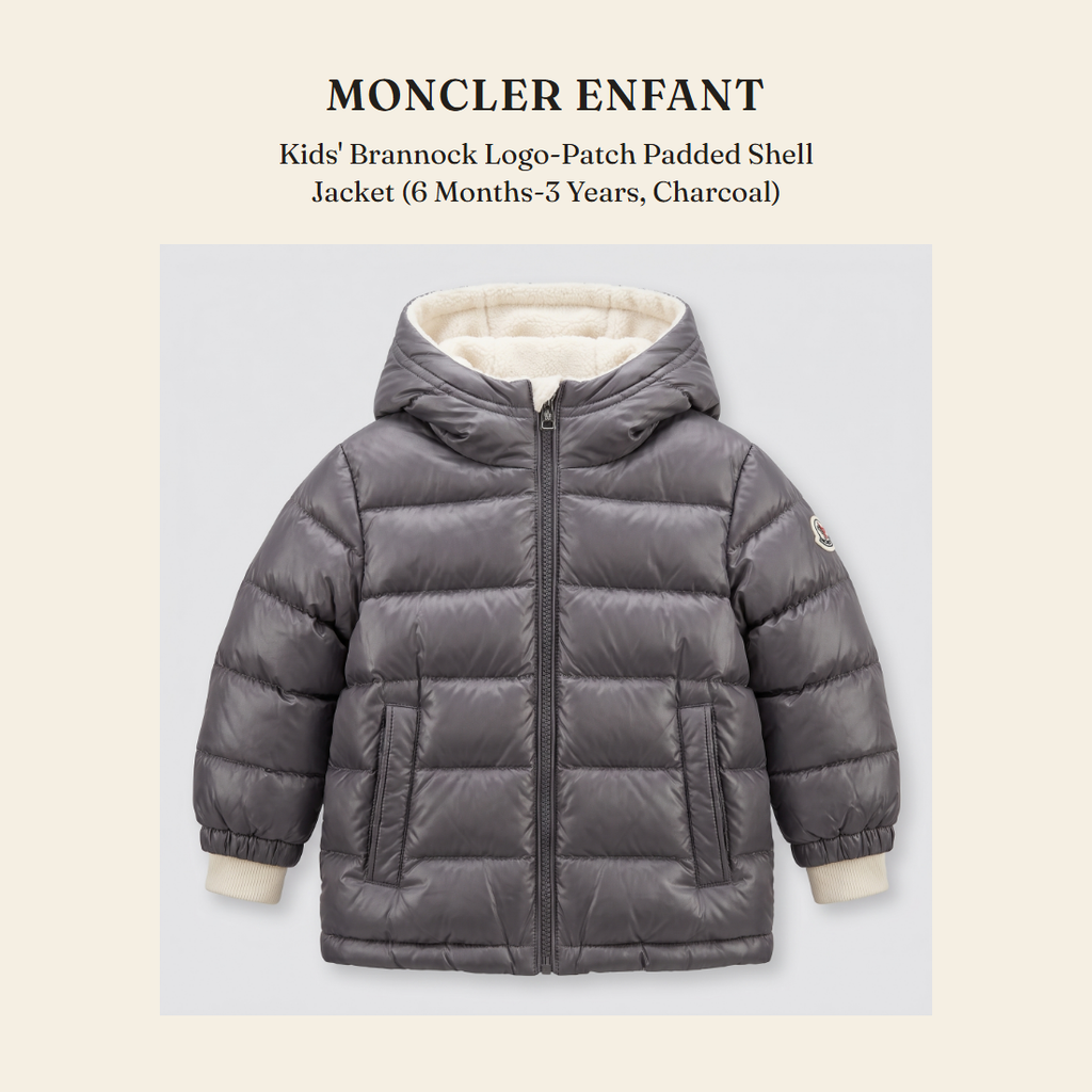 몽클레르 앙팡(Moncler Enfant) Kids' Brannock Logo-Patch Padded Shell Jacket (6 Months-3 Years, Charcoal) - 영국 정품 직수입 | Lhea UK(레아영국)