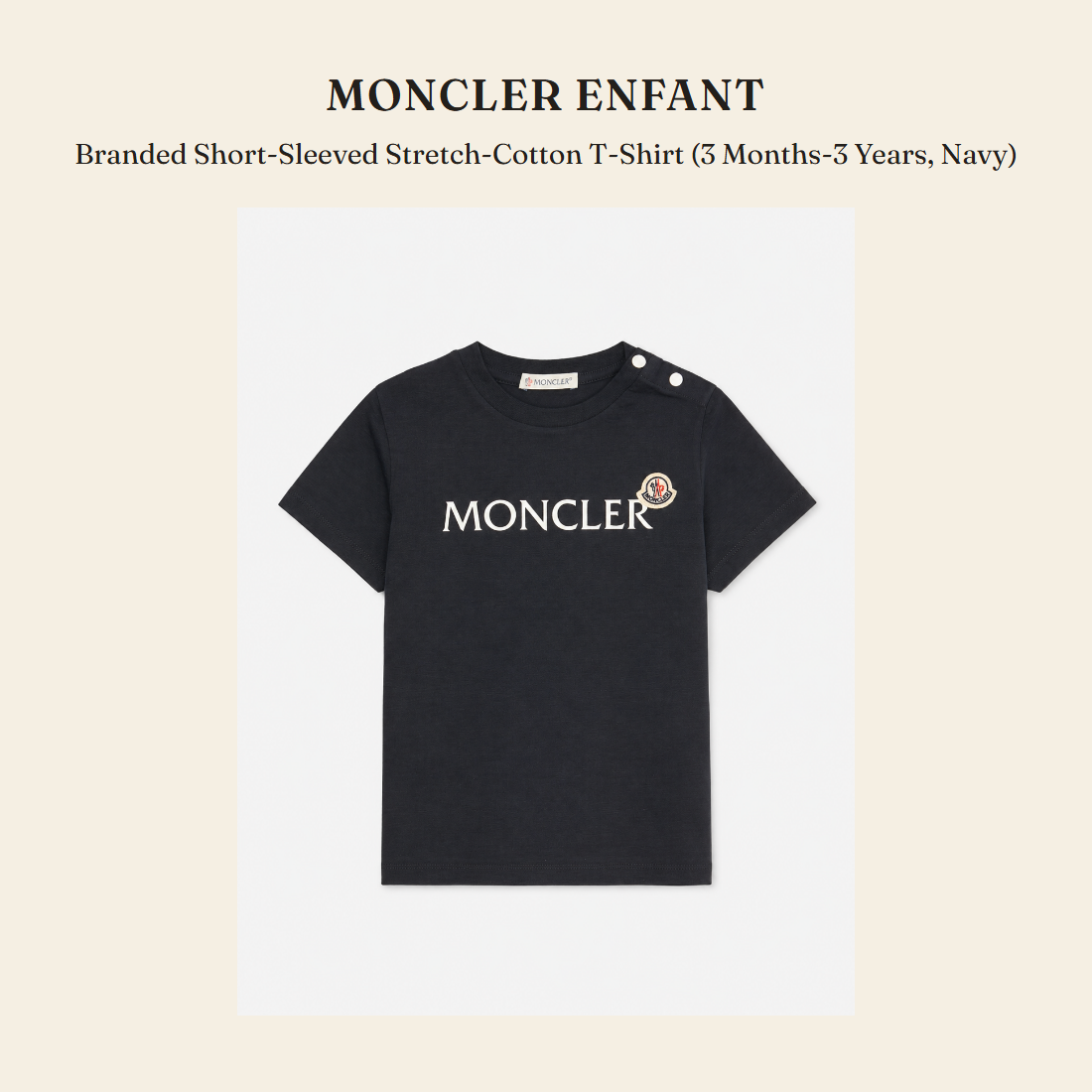 몽클레르 앙팡(Moncler Enfant) Branded Short-Sleeved Stretch-Cotton T-Shirt (3 Months-3 Years, Navy) - 영국 정품 직수입 | Lhea UK(레아영국)
