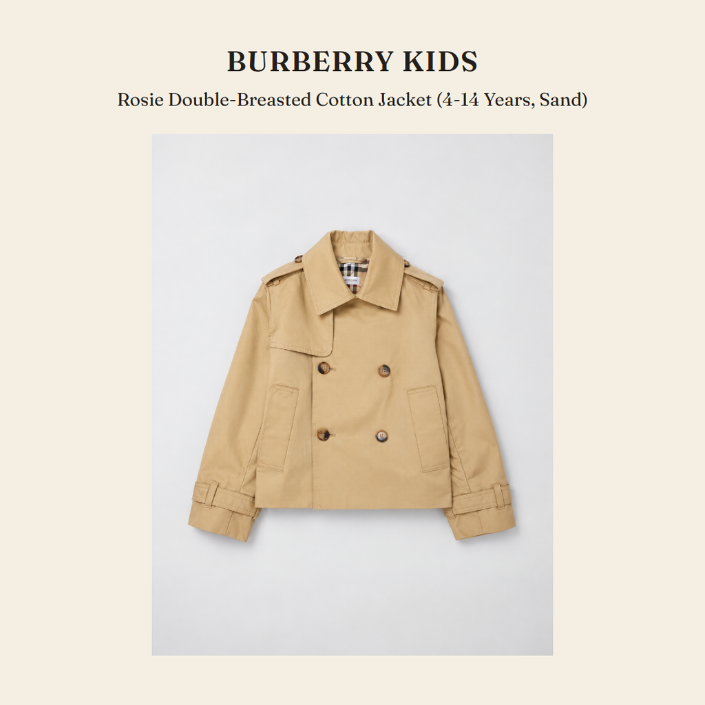 버버리 키즈(Burberry Kids) Rosie Double-Breasted Cotton Jacket (4-14 Years, Sand) - 영국 정품 직수입 | Lhea UK(레아영국)