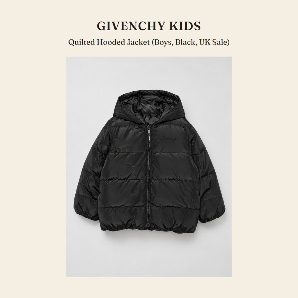 지방시 키즈(Givenchy Kids) Quilted Hooded Jacket (Boys, Black, UK Sale) - 영국 정품 직수입 | Lhea UK(레아영국)