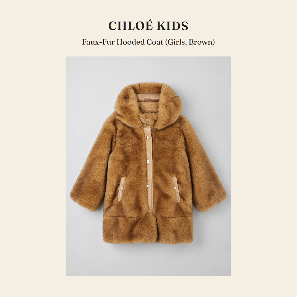 클로에 키즈(Chloé Kids) Faux-Fur Hooded Coat (Girls, Brown) - 영국 정품 직수입 | Lhea UK(레아영국)