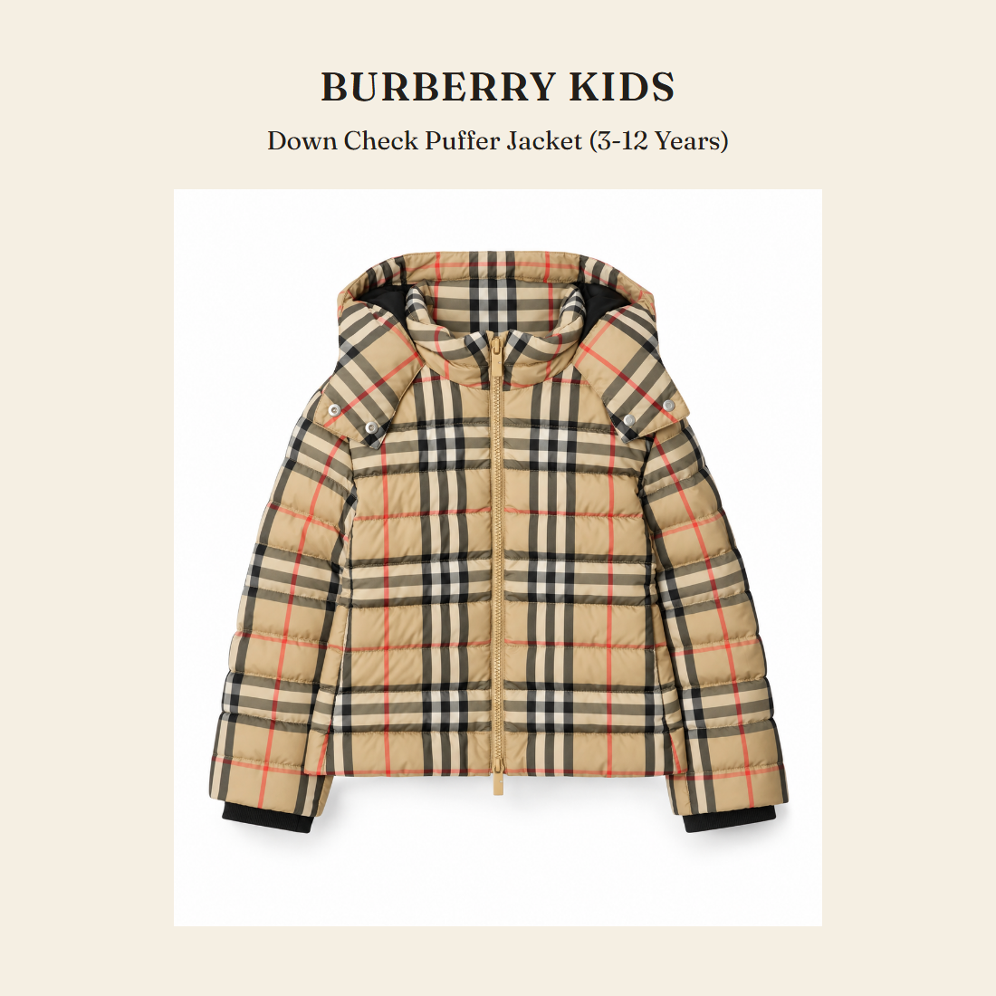버버리 키즈(Burberry Kids) Down Check Puffer Jacket (3-12 Years) - 영국 정품 직수입 | Lhea UK(레아영국)