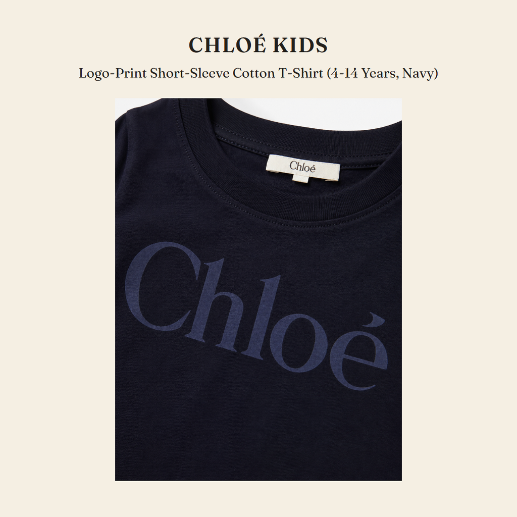 클로에 키즈(Chloé Kids) Logo-Print Short-Sleeve Cotton T-Shirt (4-14 Years, Navy) - 영국 정품 직수입 | Lhea UK(레아영국)