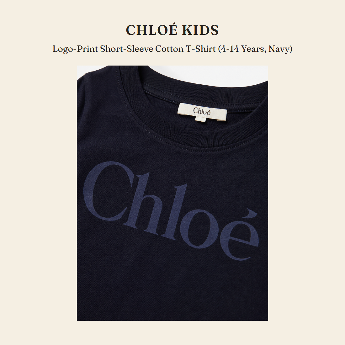 클로에 키즈(Chloé Kids) Logo-Print Short-Sleeve Cotton T-Shirt (4-14 Years, Navy) - 영국 정품 직수입 | Lhea UK(레아영국)