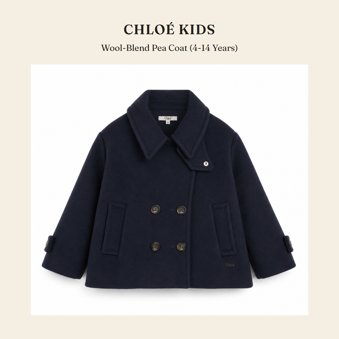 클로에 키즈(Chloé Kids) Wool-Blend Pea Coat (4-14 Years) - 영국 정품 직수입 | Lhea UK(레아영국)