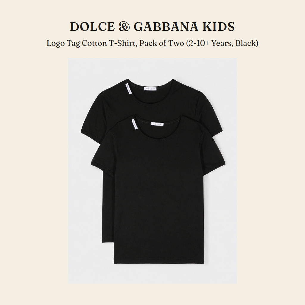 돌체앤가바나 키즈(Dolce & Gabbana Kids) Logo Tag Cotton T-Shirt, Pack of Two (2-10+ Years, Black) - 영국 정품 직수입 | Lhea UK(레아영국)