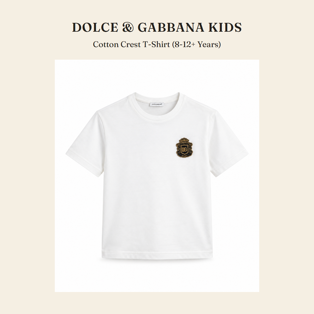 돌체앤가바나 키즈(Dolce & Gabbana Kids) Cotton Crest T-Shirt (8-12+ Years) - 영국 정품 직수입 | Lhea UK(레아영국)