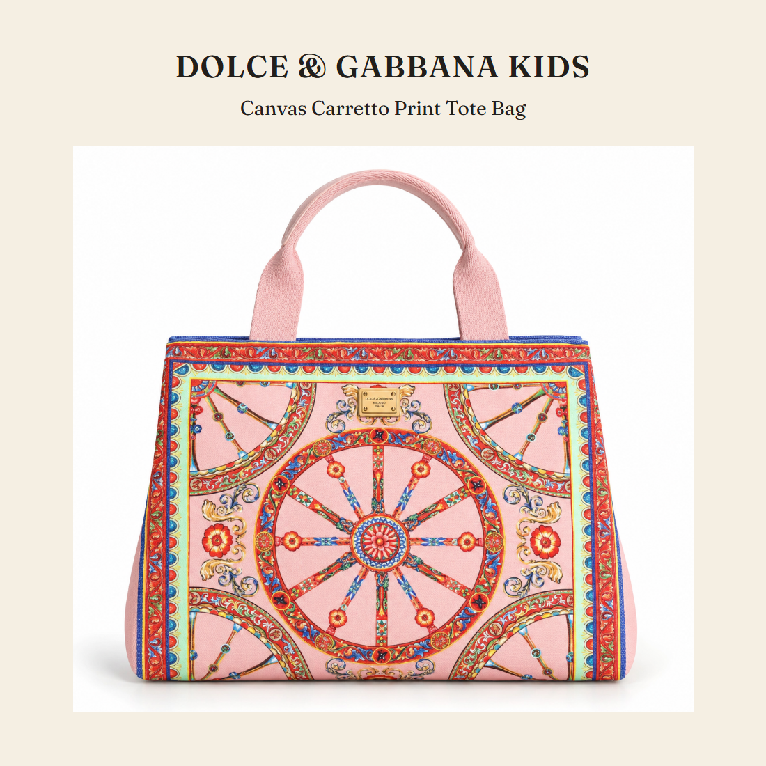 돌체앤가바나 키즈(Dolce & Gabbana Kids) Canvas Carretto Print Tote Bag 토트백 - 영국 정품 직수입 | Lhea UK(레아영국)