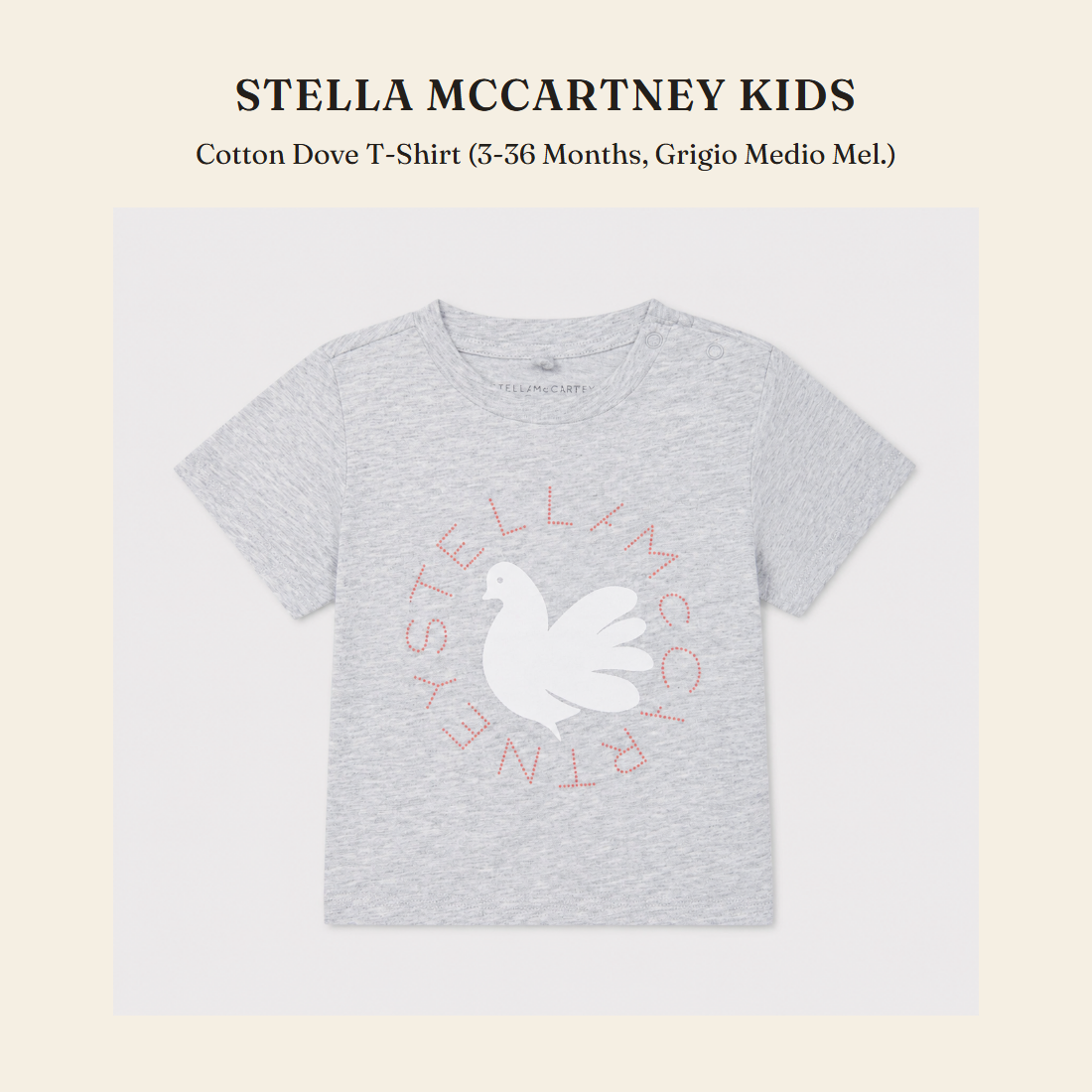 스텔라 매카트니 키즈(Stella McCartney Kids) Cotton Dove T-Shirt (3-36 Months, Grigio Medio Mel.) - 영국 정품 직수입 | Lhea UK(레아영국)
