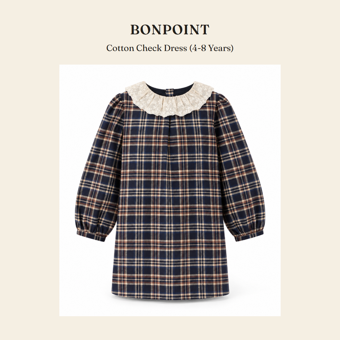 봉포인트(Bonpoint) Cotton Check Dress (4-8 Years) 원피스 - 영국 정품 직수입 | Lhea UK(레아영국)