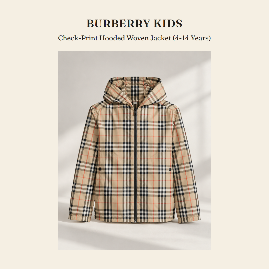 버버리 키즈(Burberry Kids) Check-Print Hooded Woven Jacket (4-14 Years) - 영국 정품 직수입 | Lhea UK(레아영국)
