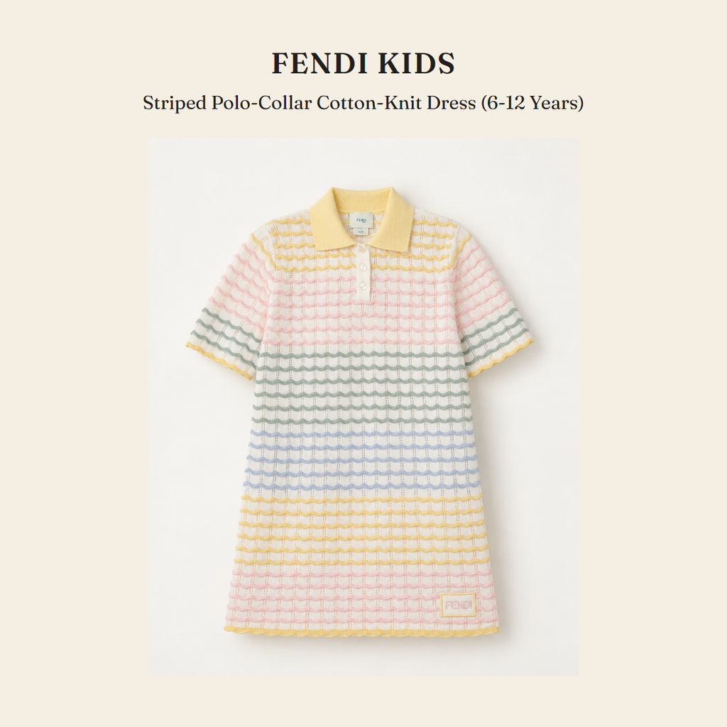 펜디 키즈(Fendi Kids) Striped Polo-Collar Cotton-Knit Dress (6-12 Years) 원피스 - 영국 정품 직수입 | Lhea UK(레아영국)