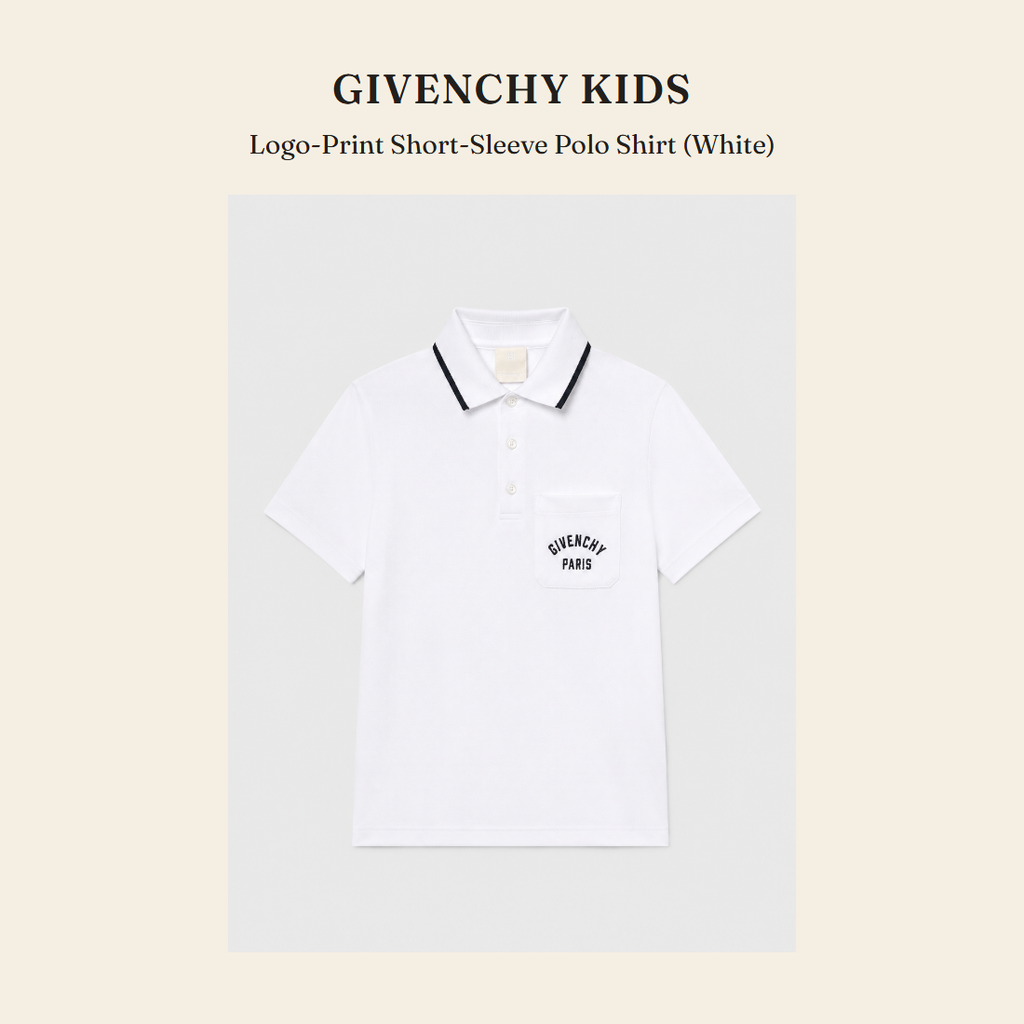 지방시 키즈(Givenchy Kids) Logo-Print Short-Sleeve Polo Shirt (White) 폴로 셔츠 - 영국 정품 직수입 | Lhea UK(레아영국)