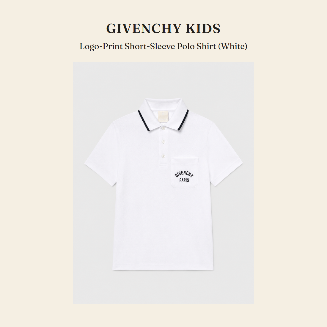 지방시 키즈(Givenchy Kids) Logo-Print Short-Sleeve Polo Shirt (White) 폴로 셔츠 - 영국 정품 직수입 | Lhea UK(레아영국)