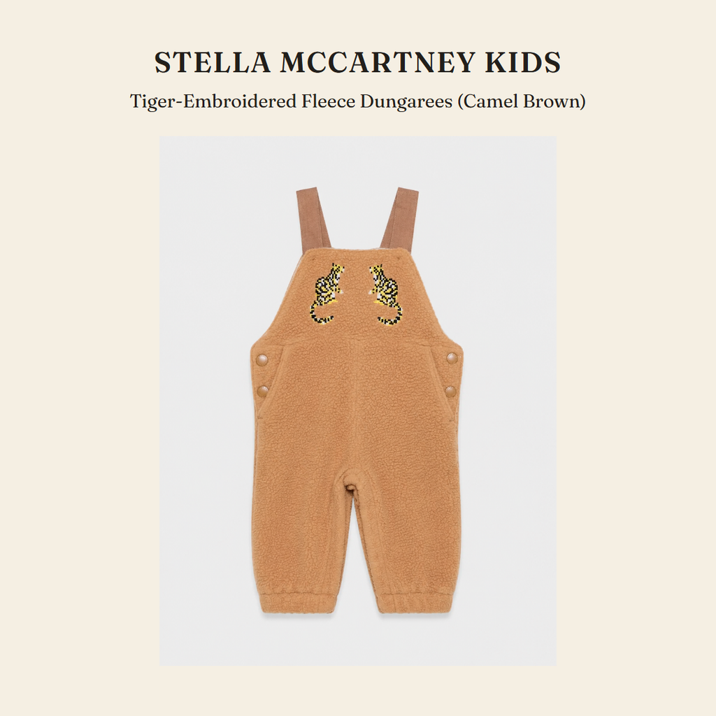 스텔라 매카트니 키즈(Stella McCartney Kids) Tiger-Embroidered Fleece Dungarees (Camel Brown) - 영국 정품 직수입 | Lhea UK(레아영국)