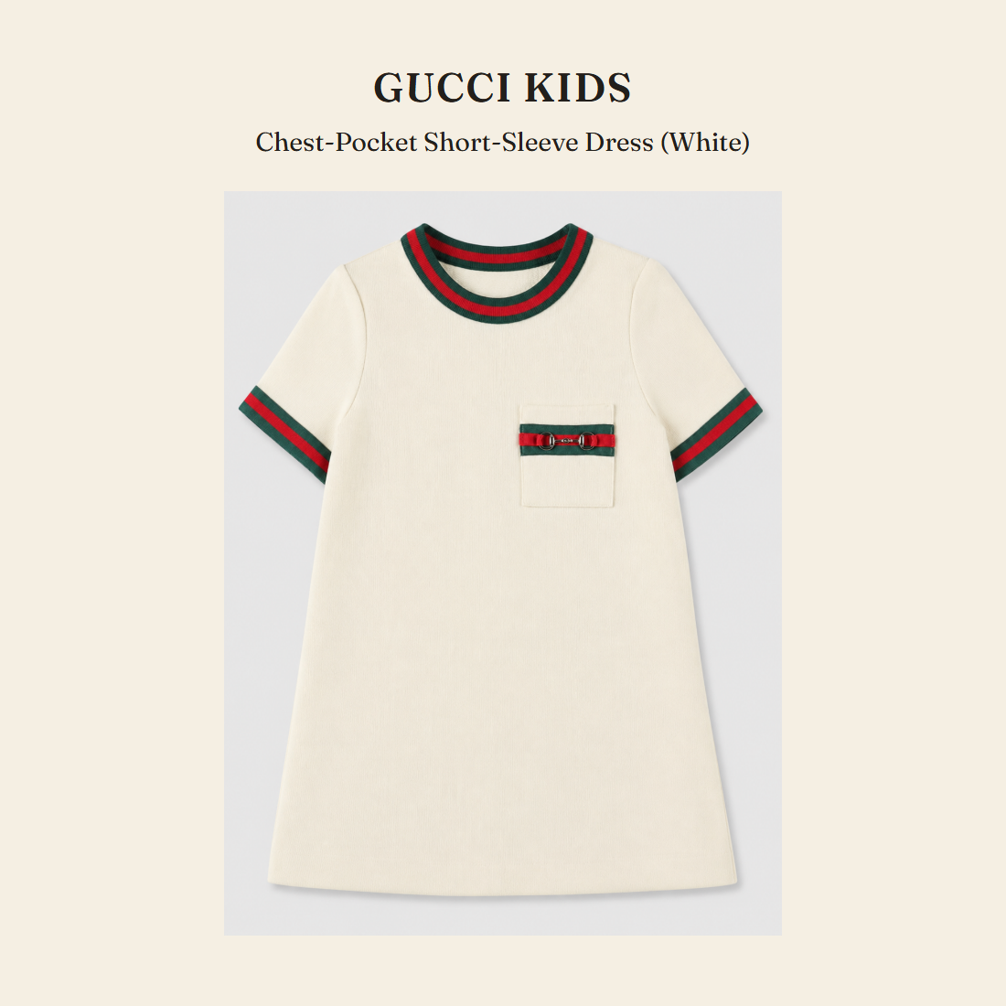 구찌 키즈(Gucci Kids) Chest-Pocket Short-Sleeve Dress (White) - 영국 정품 직수입 | Lhea UK(레아영국)