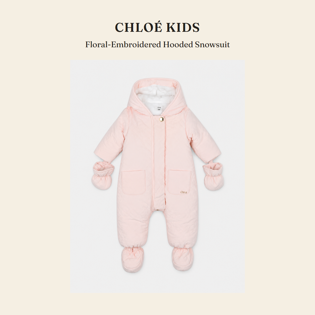 클로에 키즈(Chloé Kids) Floral-Embroidered Hooded Snowsuit - 영국 정품 직수입 | Lhea UK(레아영국)