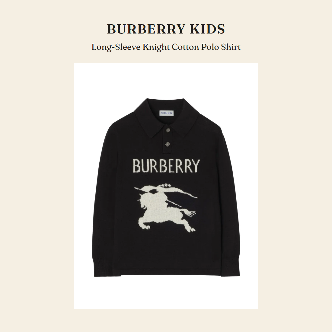 버버리 키즈(Burberry Kids) Long-Sleeve Knight Cotton Polo Shirt 폴로 셔츠 - 영국 정품 직수입 | Lhea UK(레아영국)