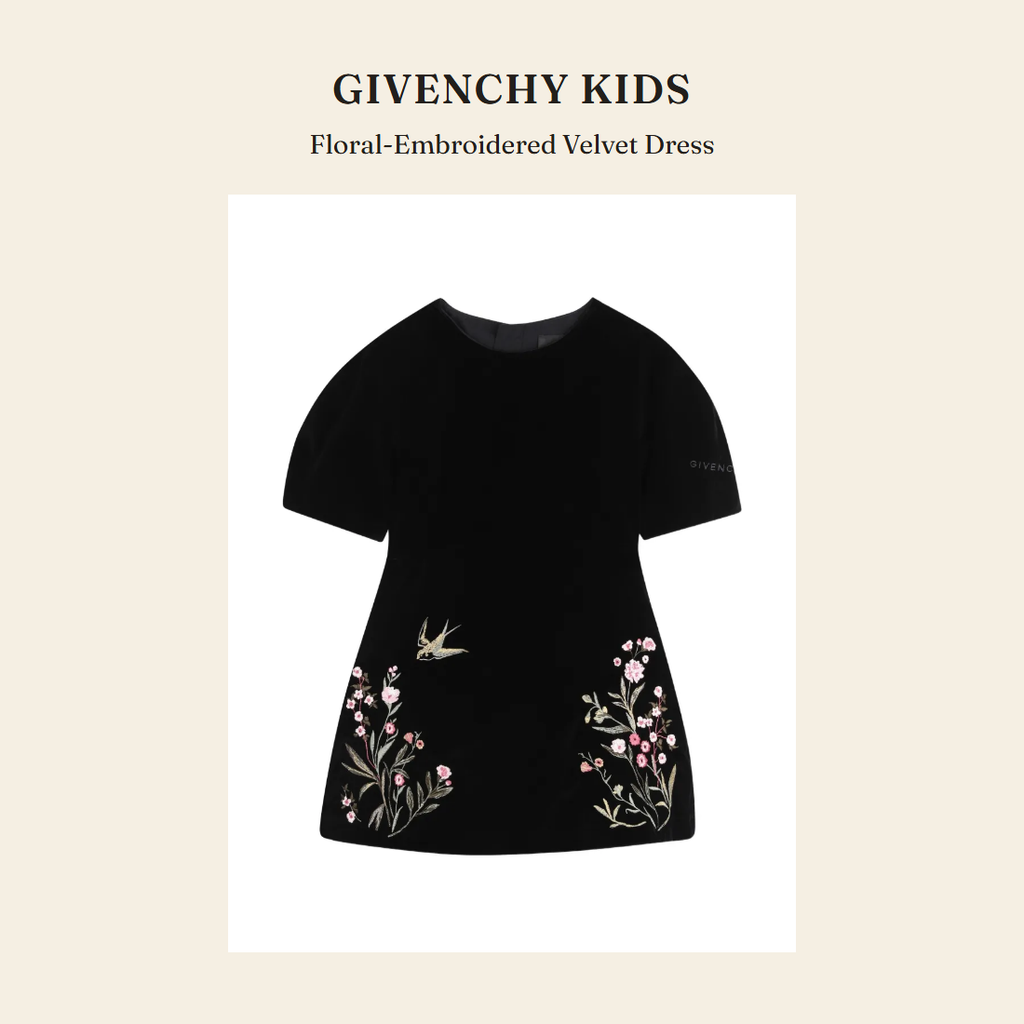 지방시 키즈(Givenchy Kids) Floral-Embroidered Velvet Dress - 영국 정품 직수입 | Lhea UK(레아영국)