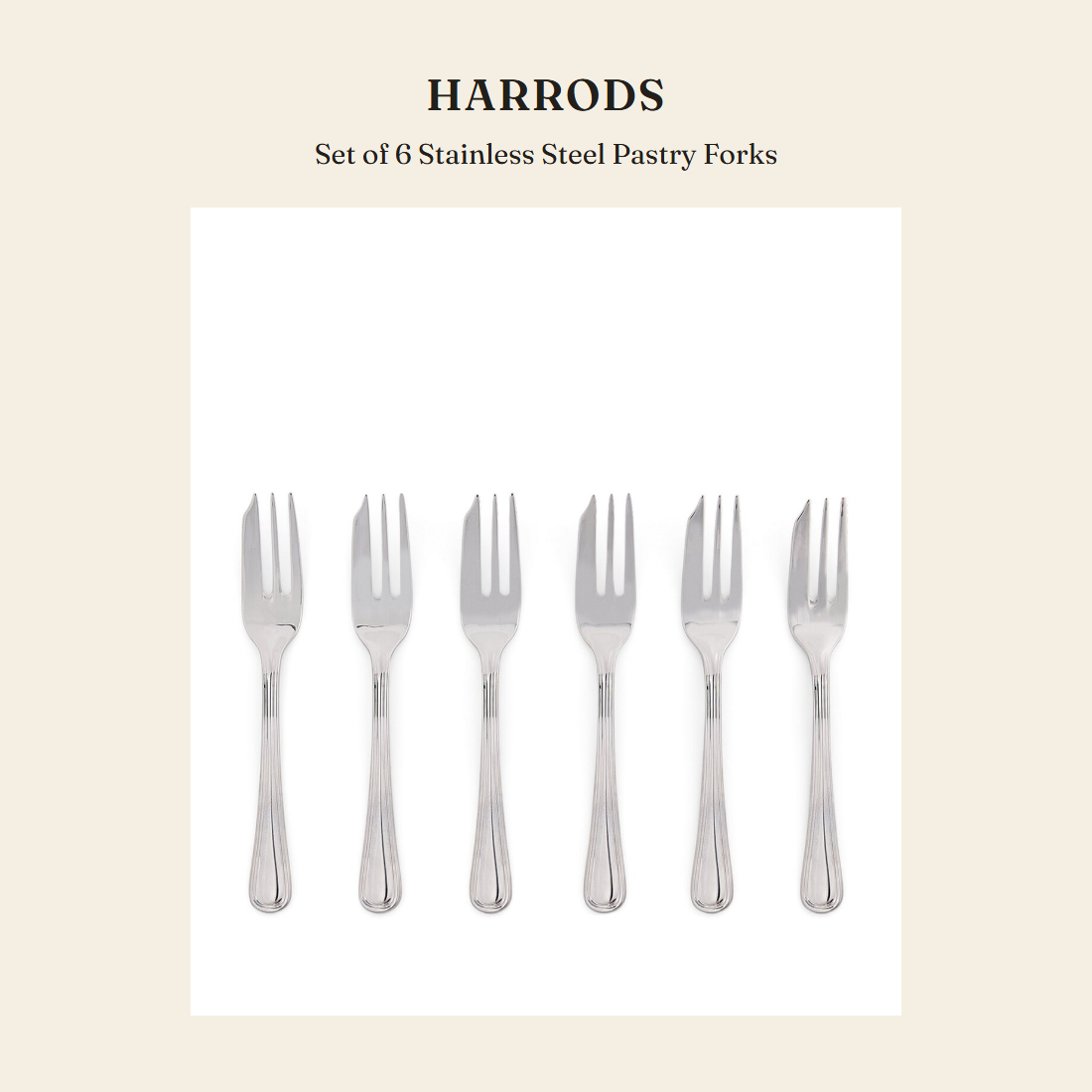 해로즈(Harrods) Set of 6 Stainless Steel Pastry Forks 주방용품 - 영국 정품 직수입 | Lhea UK(레아영국)
