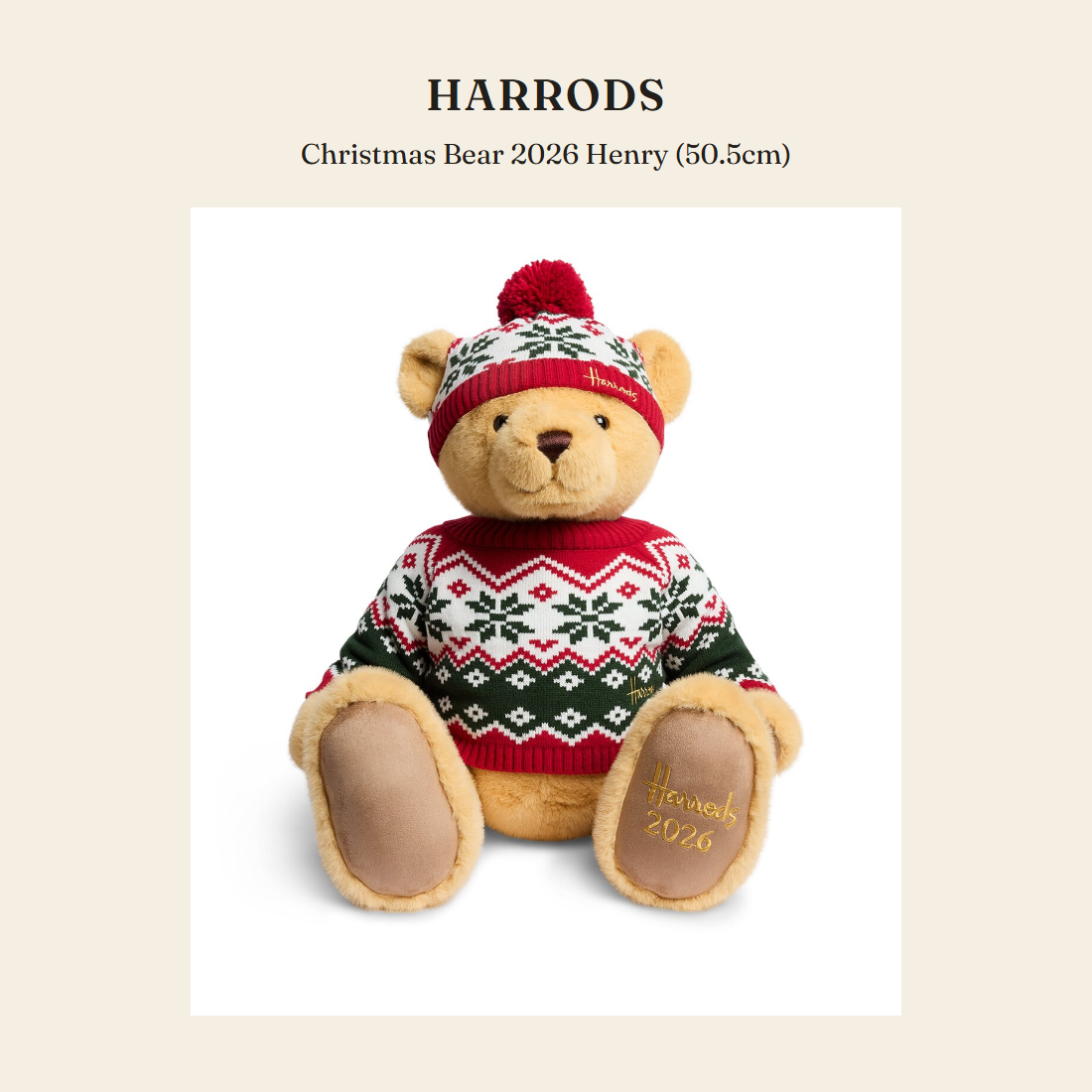 해로즈(Harrods) Christmas Bear 2026 Henry (50.5cm) 소프트토이 - 영국 정품 직수입 | Lhea UK(레아영국)