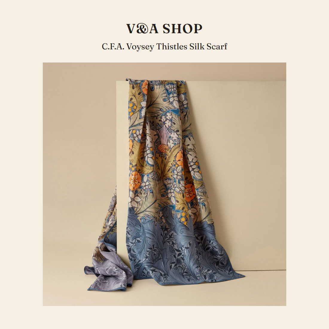 브이앤에이 샵(V&A Shop) C.F.A. Voysey Thistles Silk Scarf 스카프 - 영국 정품 직수입 | Lhea UK(레아영국)