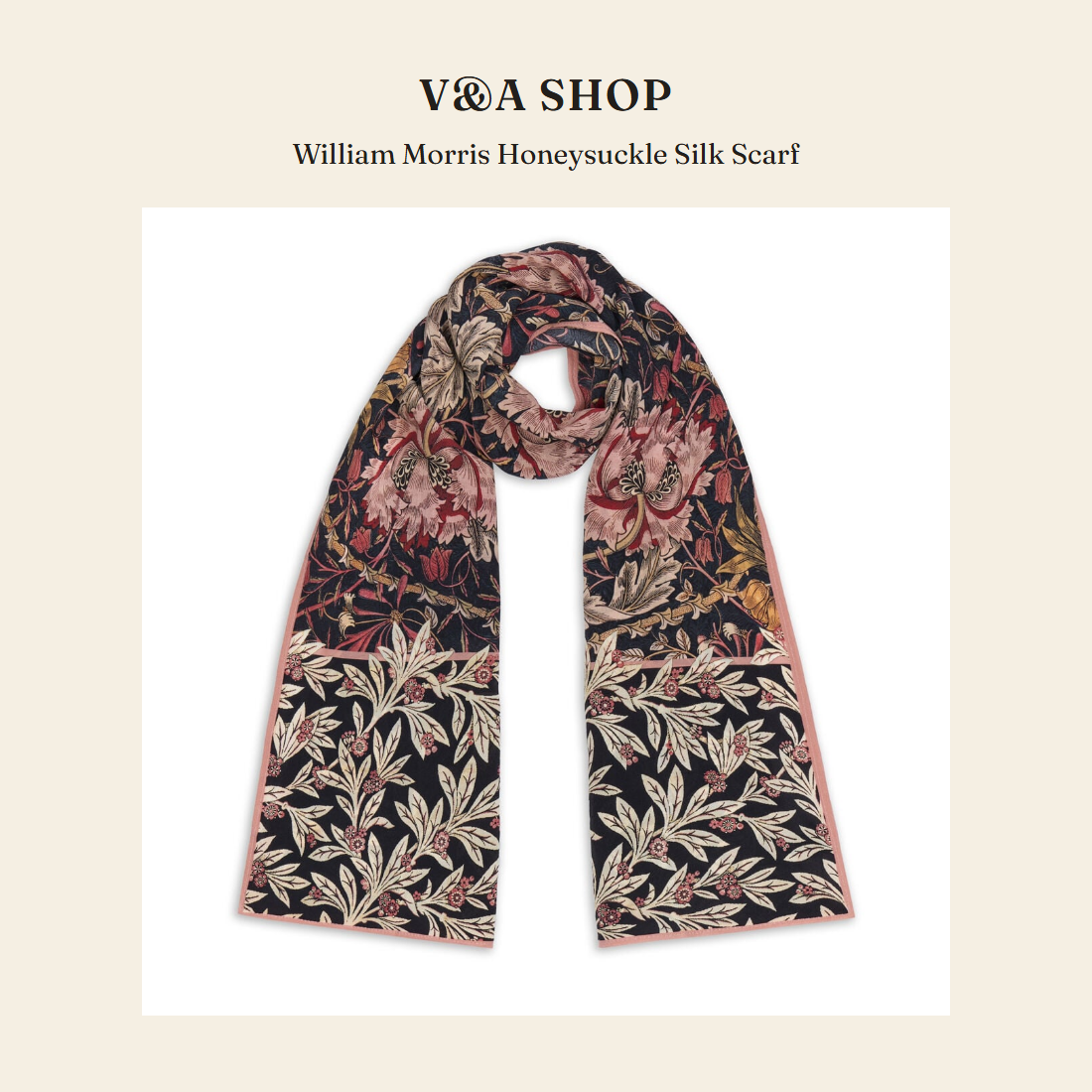 브이앤에이 샵(V&A Shop) William Morris Honeysuckle Silk Scarf 스카프 - 영국 정품 직수입 | Lhea UK(레아영국)
