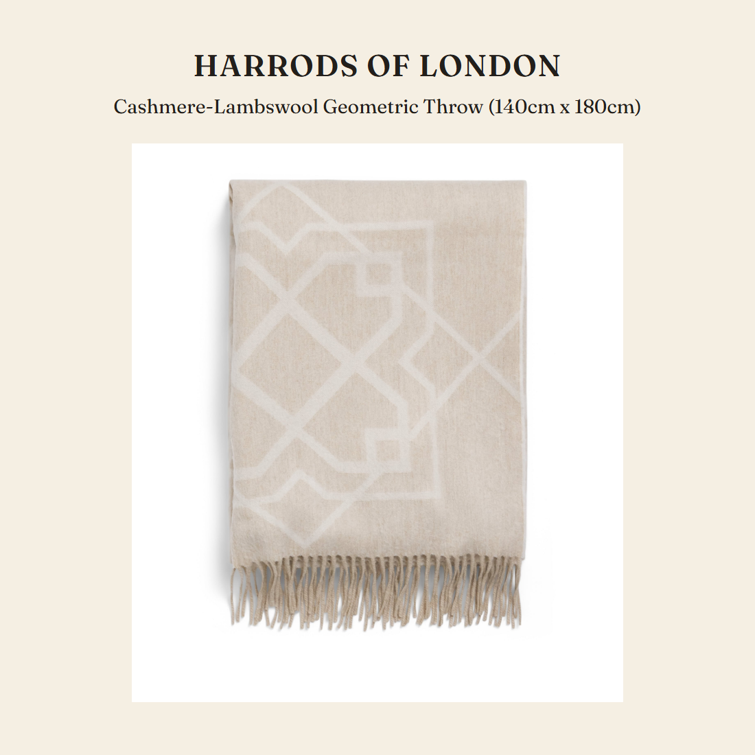 해로즈 오브 런던(Harrods of London) Cashmere-Lambswool Geometric Throw (140cm x 180cm) 담요 - 영국 정품 직수입 | Lhea UK(레아영국)