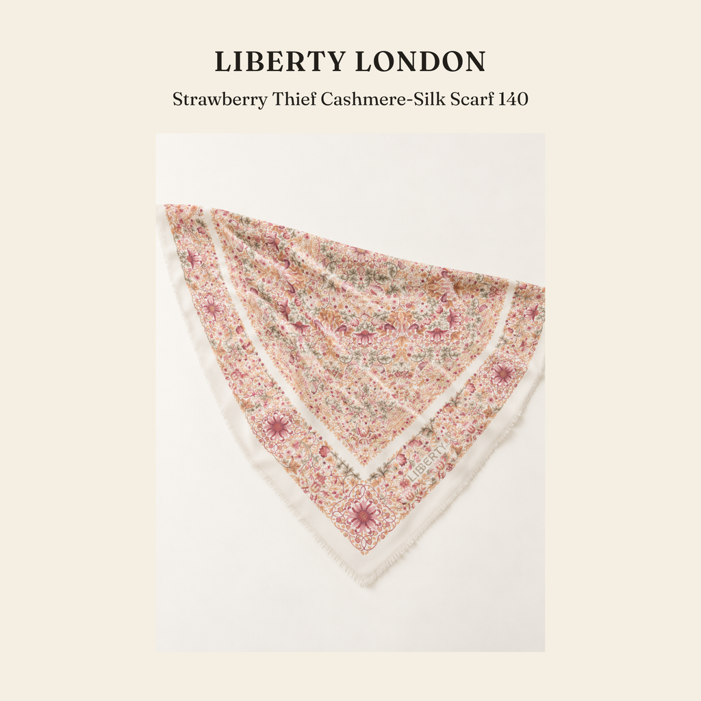 리버티 런던(Liberty London) Strawberry Thief Cashmere-Silk Scarf 140 스카프 - 영국직구 정품 | 레아영국