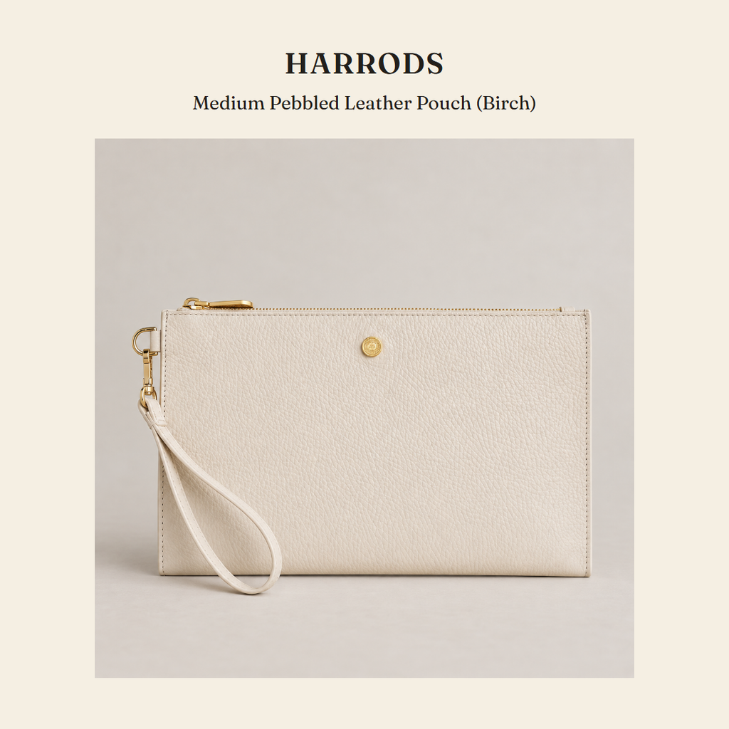 해로즈(Harrods) Medium Pebbled Leather Pouch (Birch) - 영국 정품 직수입 | Lhea UK(레아영국)