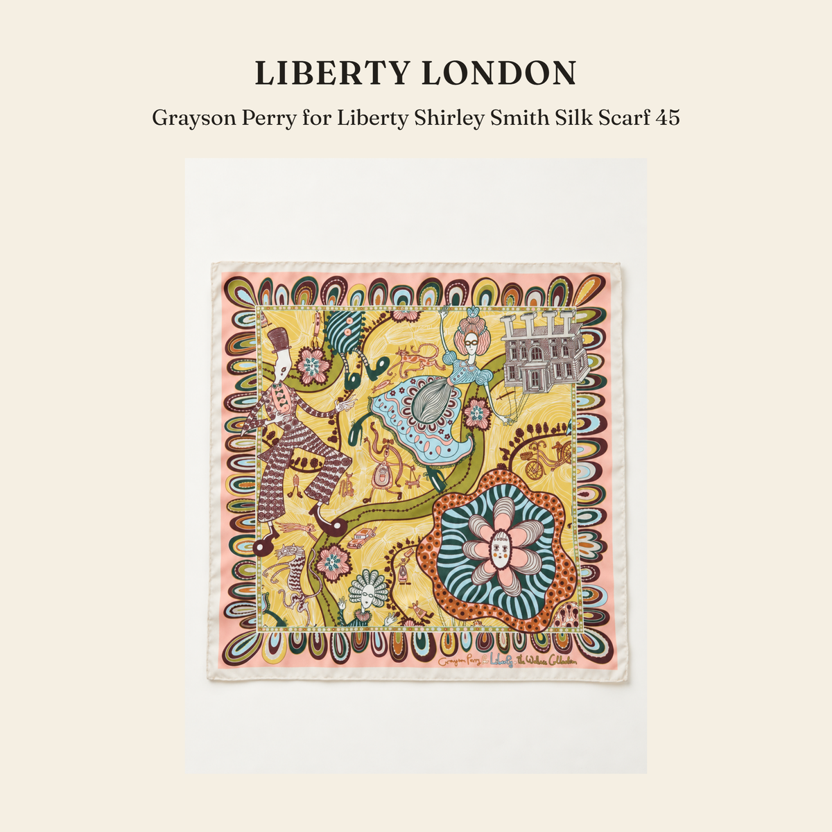 리버티 런던(Liberty London) Grayson Perry for Liberty Shirley Smith Silk Scarf 45 스카프 - 영국직구 정품 | 레아영국