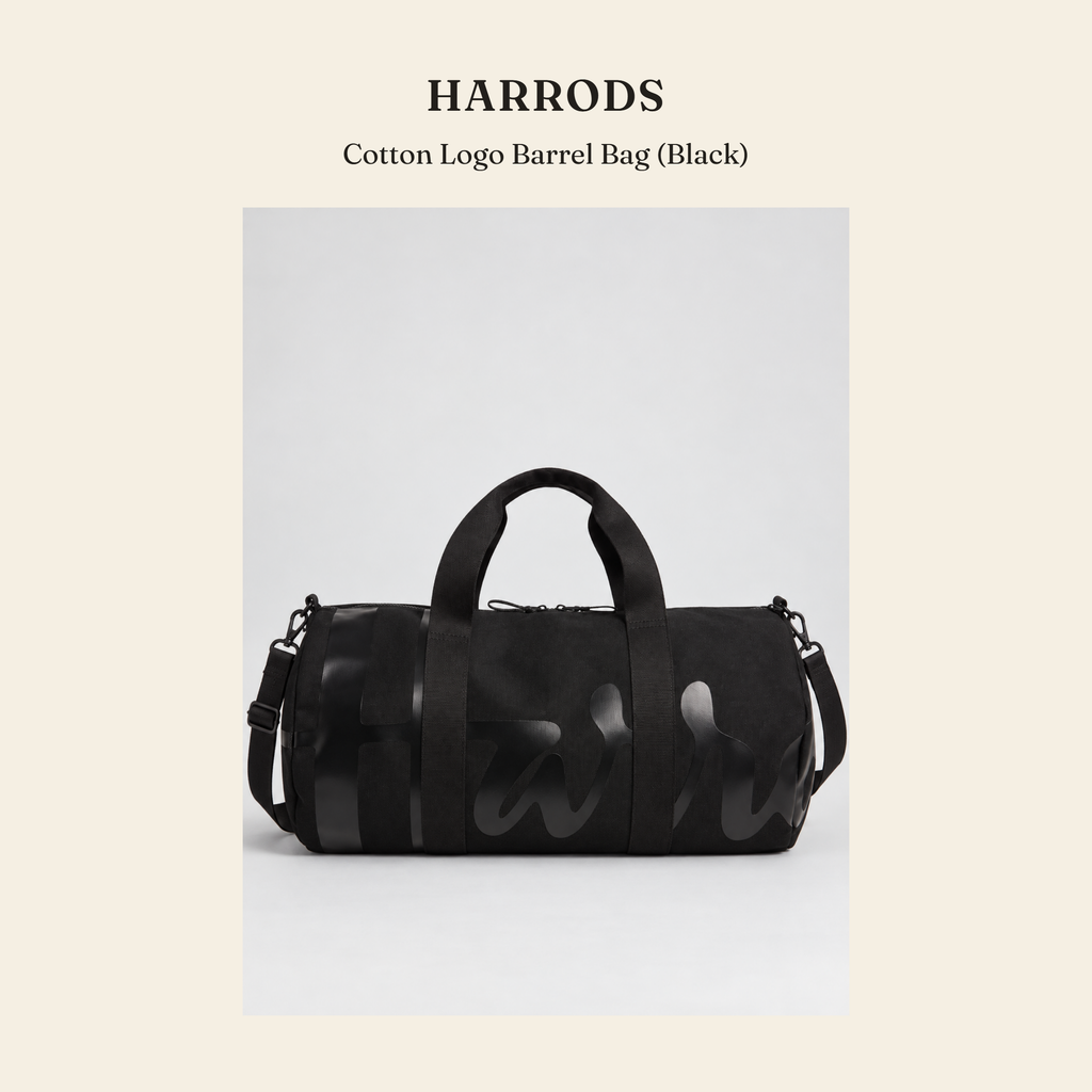 해로즈(Harrods) Cotton Logo Barrel Bag (Black) - 영국직구 정품 | 레아영국