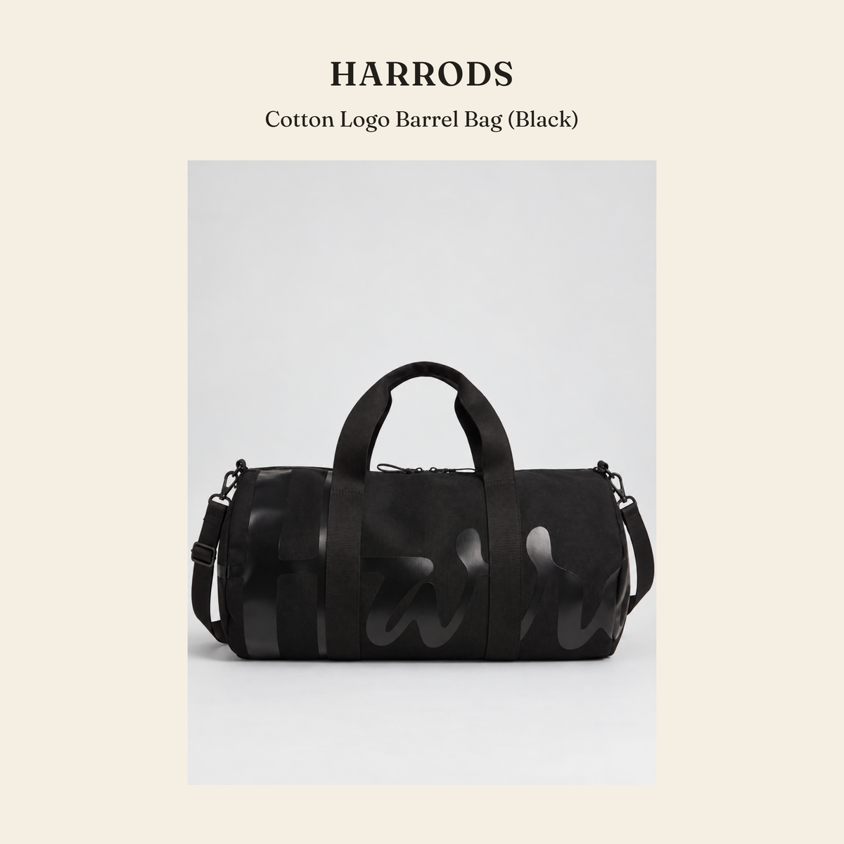 해로즈(Harrods) Cotton Logo Barrel Bag (Black) - 영국직구 정품 | 레아영국