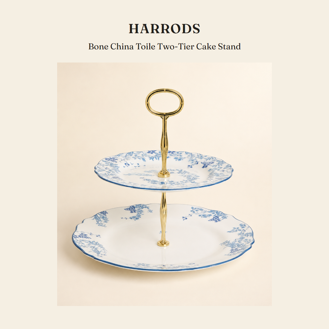 해로즈(Harrods) Bone China Toile Two-Tier Cake Stand 테이블웨어 - 영국 정품 직수입 | Lhea UK(레아영국)
